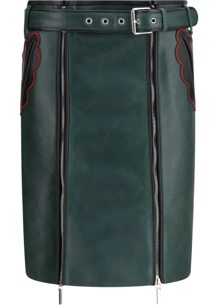 Fusta Leather Skirt with belt and pockets
