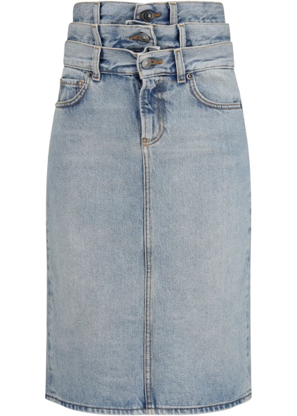 Fusta Midi denim Skirt with triple layer