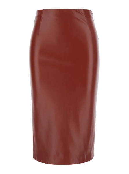 Fusta Red Midi Skirt in Eco Leather Woman