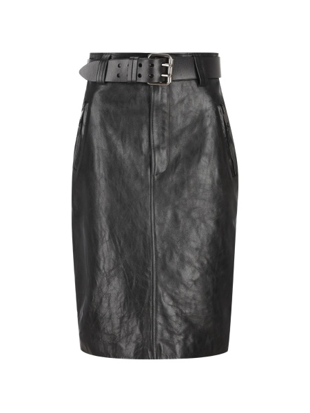 Fusta Saint Laurent neagra din piele