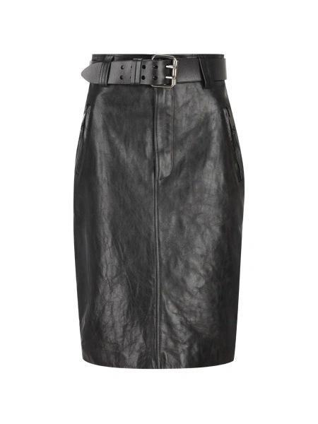 Fusta Saint Laurent neagra din piele