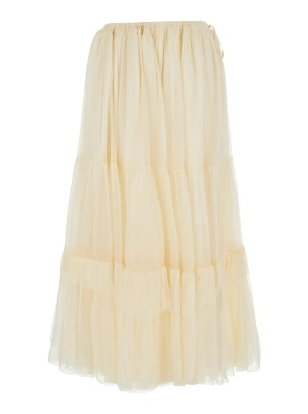 Fusta Silk Skirt with Elegant Details in Yellow Women