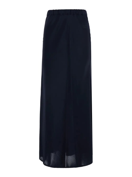 Fusta 'Sospiro' Blue Skirt with Logo Embroidery on the Front and Elasticated Waist in Silk for Women
