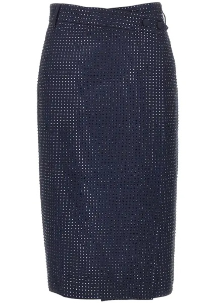 Fusta Strass-embellished wrap-over midi skirt