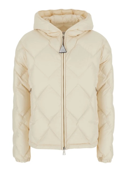 Geaca de Iarna 'Arvouinne' White Down jacket with hood and logo patch on the sleeve in Tech Fabric for women