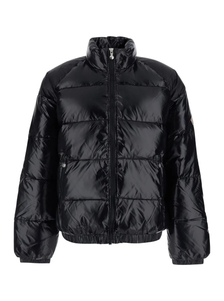Geaca de Iarna Black Down jacket with high neck and logo patch on the sleeve in Tech Fabric unisex