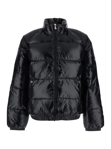 Geaca de Iarna Black Down jacket with high neck and logo patch on the sleeve in Tech Fabric unisex