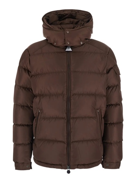 Geaca de Iarna Brown Down jacket 'Maya' with removable hood and logo patch on the sleeve in tech fabric for men