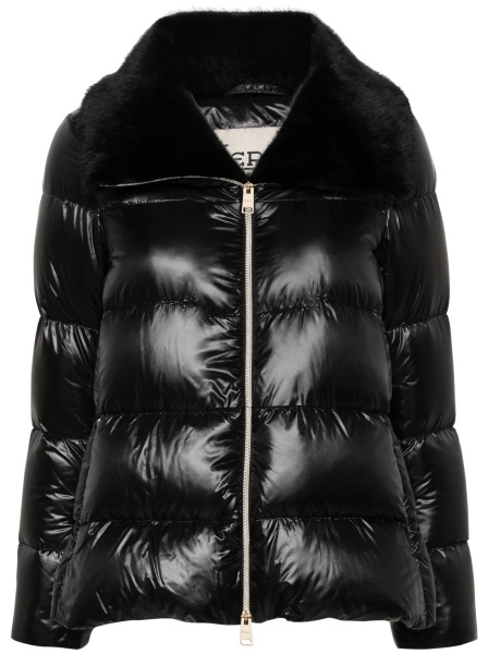 Geaca de iarna Herno neagra din poliamida si polyester