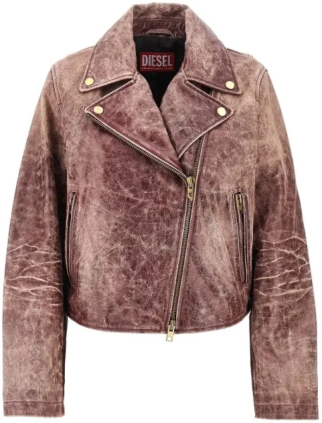 Geaca de piele Diesel rosie din piele
