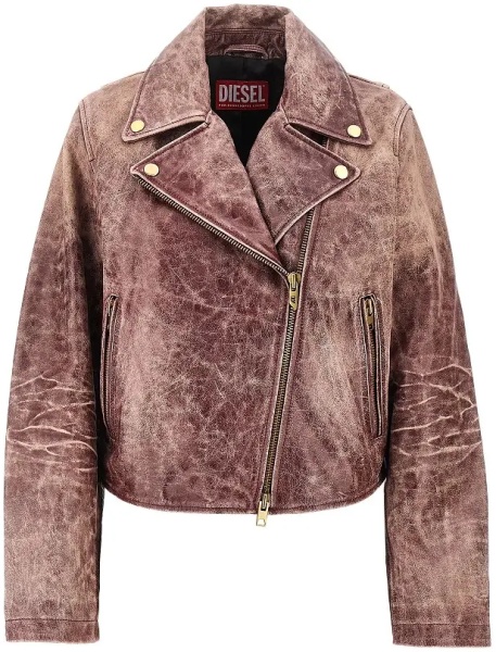 Geaca de Piele Vintage-effect leather biker jacket