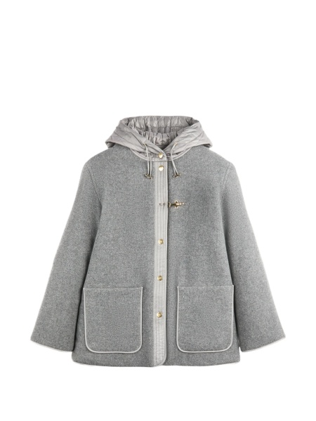 Geaca Oversize Fay gri din polyester si lana