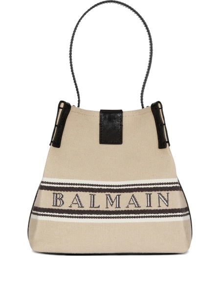 Geanta de mana Balmain neutra din bumbac si polyester