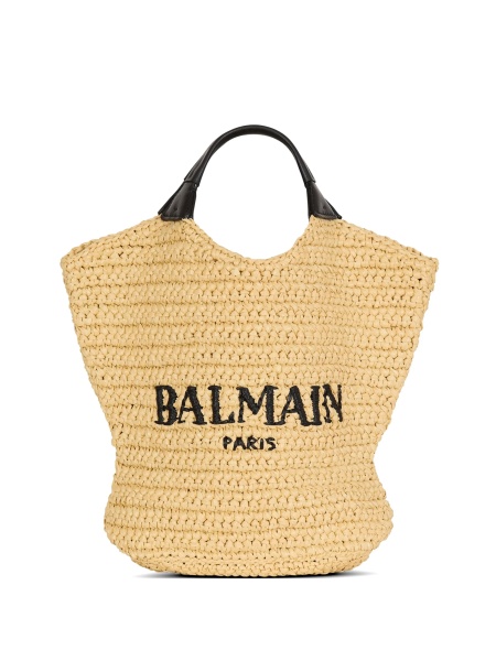 Geanta de mana Balmain neutra din piele si vascoza