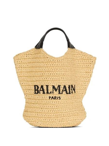 Geanta de mana Balmain neutra din piele si vascoza