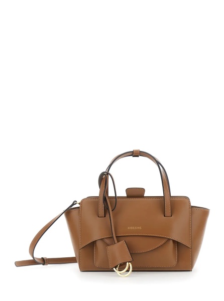 Geanta de mana Brown Small Handbag with Adjustable Shoulder Strap and Front Pocket in Leather for Women