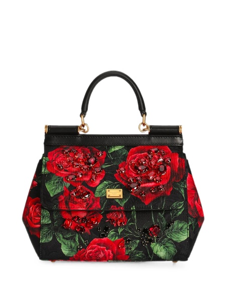 Geanta de mana Dolce & Gabbana Sicily neagra din matase si piele