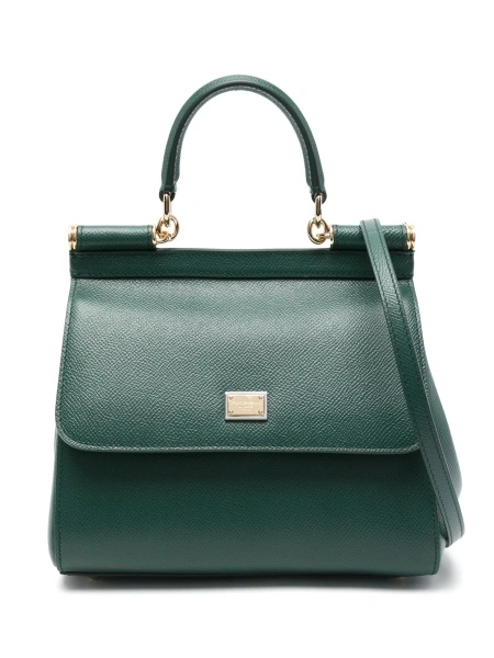 Geanta de mana Dolce & Gabbana Sicily verde din piele