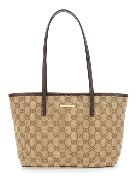 Geanta de mana 'Essence' Beige Tote bag with Two Top Handles and Automatic Button Closure in GG Canvas for Women