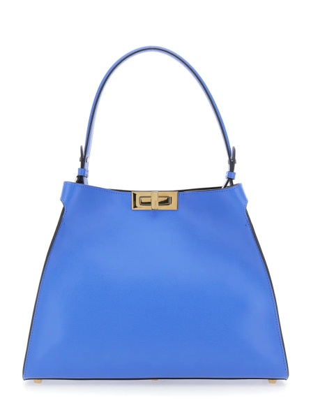 Geanta de mana 'Fendi Way' Blue Handbag with Removable Handle and Turn Lock in Leather for Women