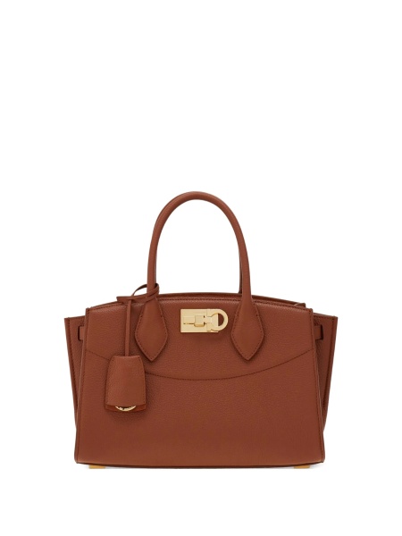 Geanta de mana Ferragamo STUDIO BAG maro din piele