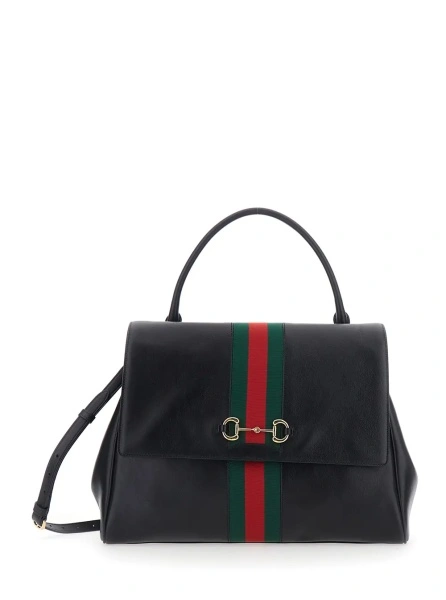 Geanta de mana Gucci neagra din piele 'Paparazzo'