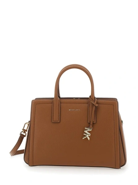 Geanta de mana Michael Kors maro din piele 'Logo'