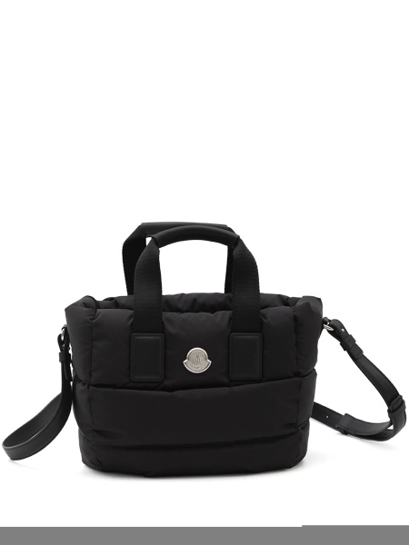 Geanta de mana Moncler neagra din bumbac si piele