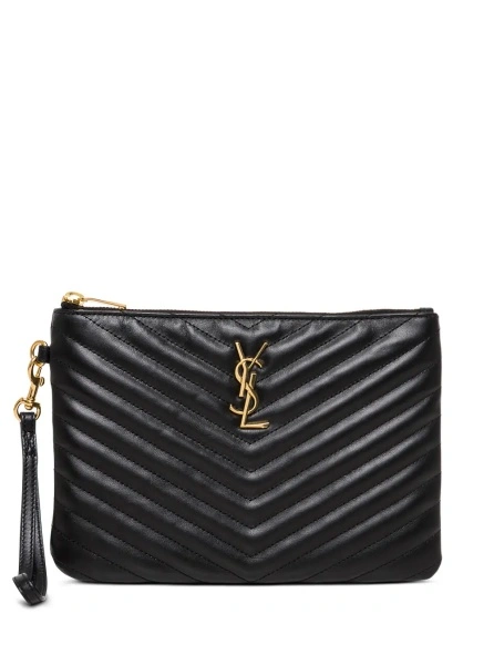Geanta de mana Saint Laurent neagra din piele 'Monogram'