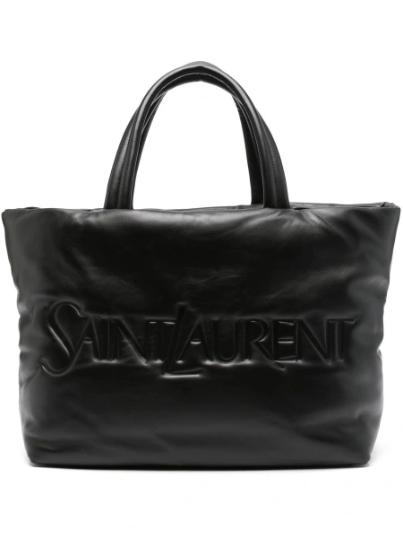 Geanta de mana Saint Laurent neagra din piele si metal