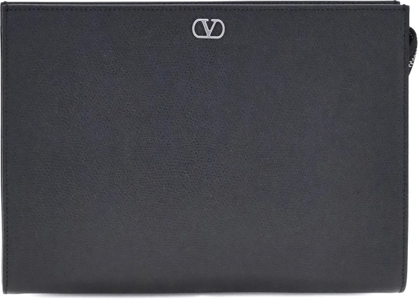 Geanta de mana VLogo Signature grained calfskin Pouch