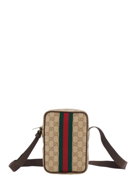 Geanta de umar Beige Crossbody bag with Web stripe and adjustable strap in GG Canvas for Men