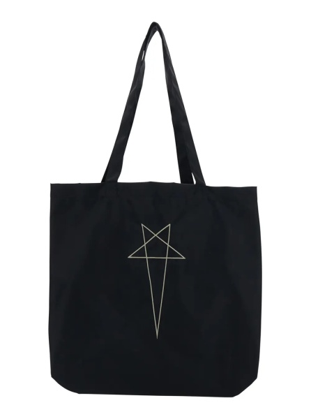 Geanta de umar Black Shoulder Bag with Maxi Logo on the Front and Two Top Handles in Cotton for Men