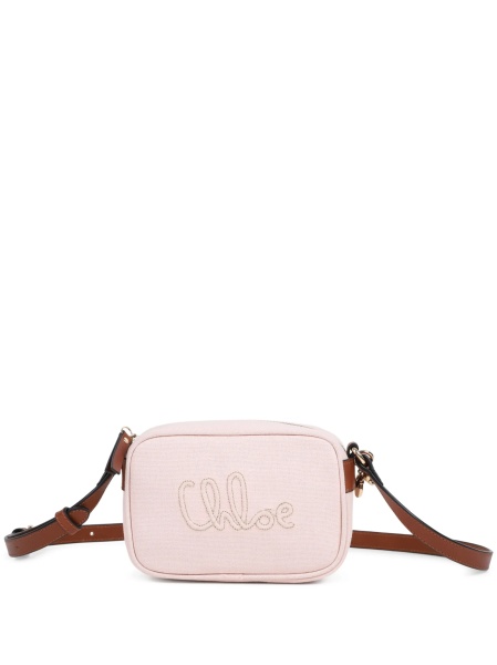 Geanta de umar Chloe roz din material textil si piele
