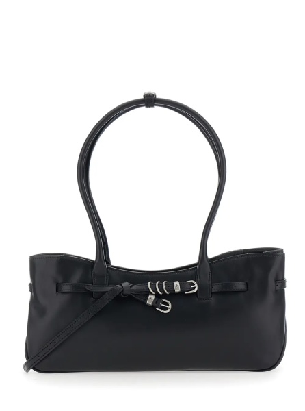 Geanta de umar 'Grandma Used' black Shoulder bag with adjustable strap on the front in leather for women