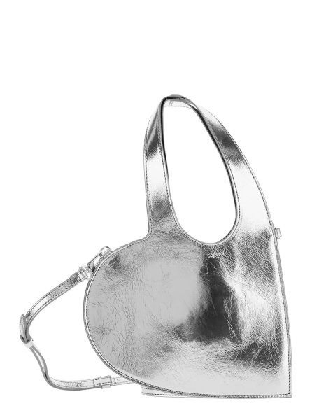 Geanta de umar 'Heart' Heart-Shaped Metallic Crossbody Bag with Logo Lettering on the Front and Cut-Out on the Handle in Leather Woman