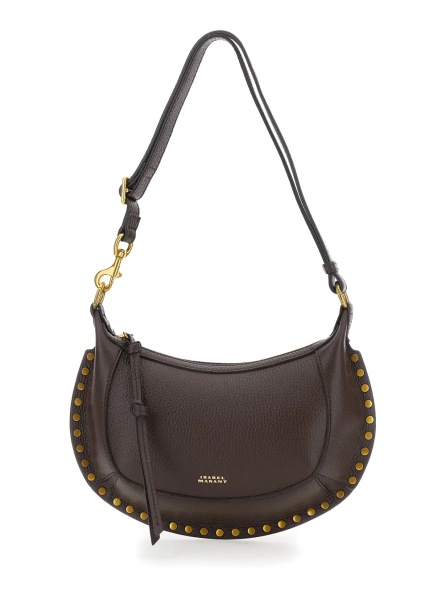 Geanta de umar 'Oskan Moon' Brown Crossbody bag with Half-Moon Silhouette and Logo lettering on the Front in Leather for Women