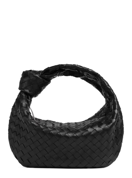 Geanta de umar Shoulder Bag 'Jodie' Small with Knot Detail and Intreccio Motif Black Woman