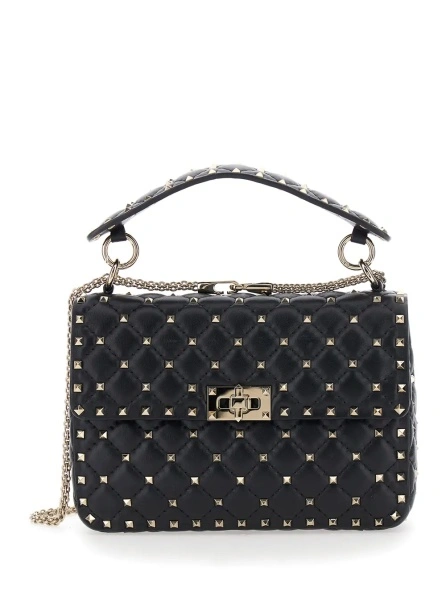 Geanta de umar 'Spike Medium' black Crossbody bag with all-over applied Rockstud in leather for women