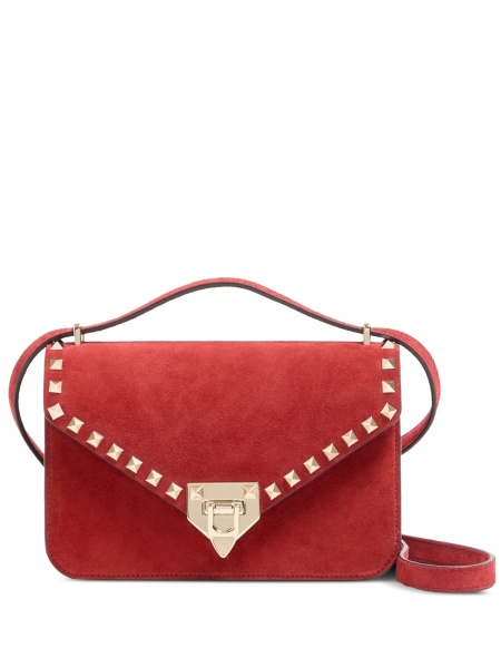 Geanta de umar Valentino Garavani Rockstud rosie din piele