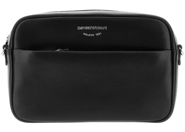 Geanta tip postas Emporio Armani neagra din piele