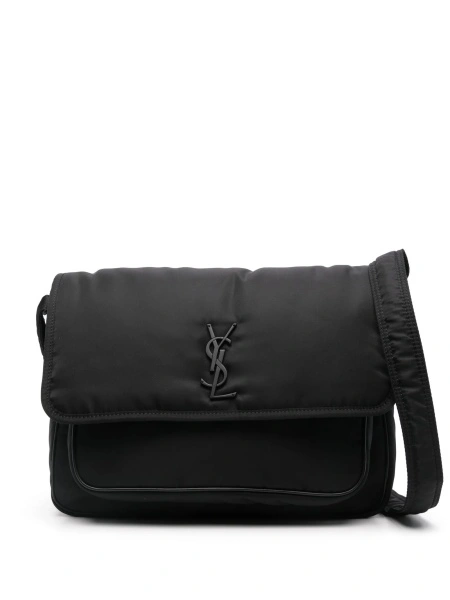 Geanta tip postas Saint Laurent neagra din nylon si piele