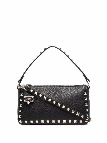 Geanta tip postas Valentino Garavani Rockstud neagra din zamak si piele