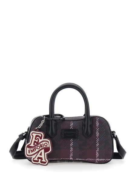 Genti Brown Mini Bag with adjustable and removable shoulder strap and logo patch on the front in Tech Fabric Girl
