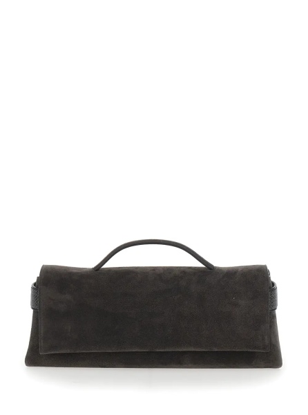 Genti 'Essence' Brown Clutch with Side Details in Suede for Women