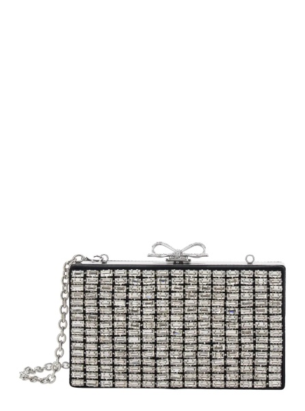Genti Metallic mesh clutch bag with chain and silver metal details for women