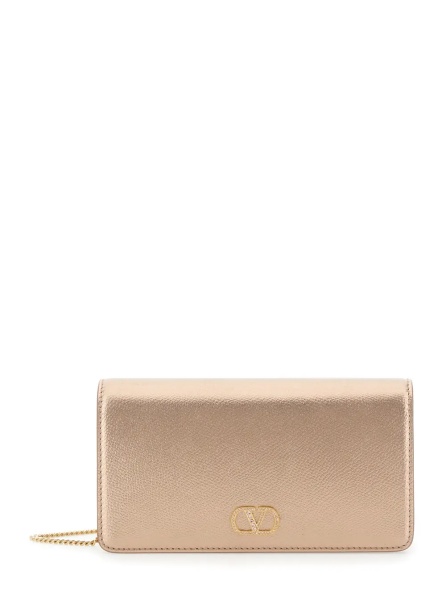 Genti Metallic Mini bag with VLogo plaque on the front and all-over rhinestones in leather for women