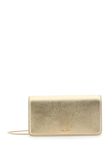 Genti Metallic Mini bag with VLogo plaque on the front and all-over rhinestones in leather for women
