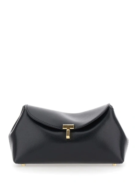 Genti TOTÊME 'T-Lock Mini' black Crossbody bag with metal T closure in leather for women