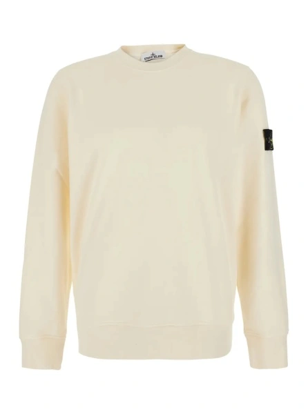 Hanorac Stone Island alb din bumbac